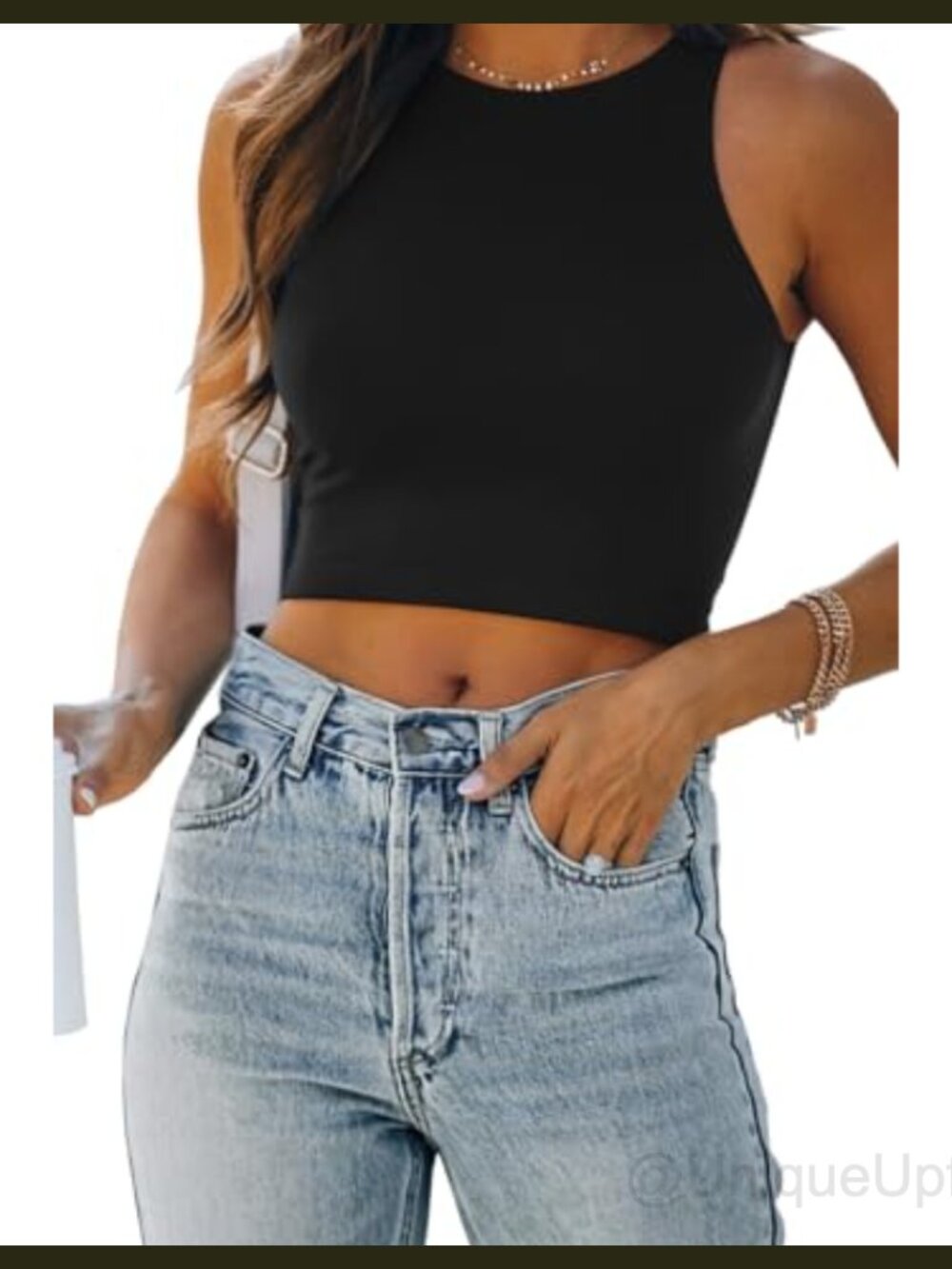 Women's Double Lined Racerback Crop Tank Top Slim Fit Sleeveless